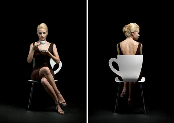 Столче во форма на филџан за кафе