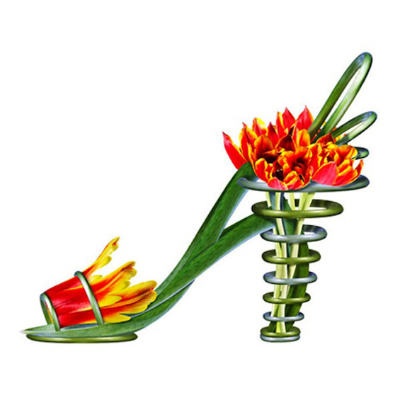 (3) Женски чевли направени од цвеќиња Женски чевли направени од цвеќиња