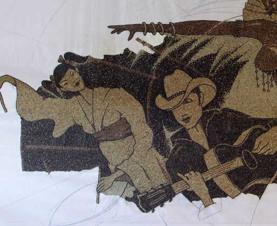 Мозаик направен од 1 милион зрна кафе