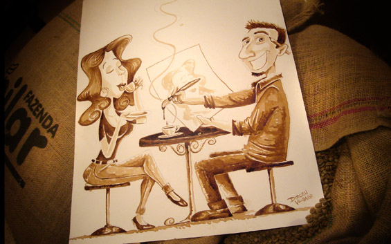 (1) Кафе-арт на лист хартија Кафе-арт на лист хартија