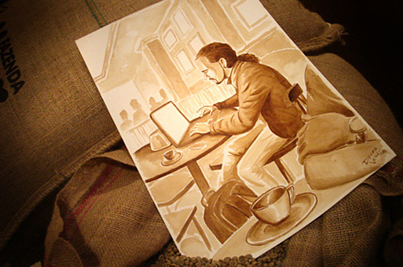 (5) Кафе-арт на лист хартија Кафе-арт на лист хартија