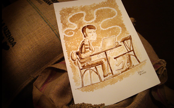 (8) Кафе-арт на лист хартија Кафе-арт на лист хартија