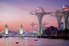 Небесен град на иднината во форма на лотосов цвет