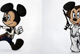 Уникатна комбинација на ликовите од Дизни и Војна на Ѕвездите во цртежи