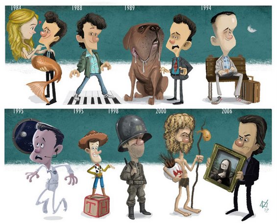 Забавни илустрации од еволуцијата на ликовите на најпознатите глумци и глумици