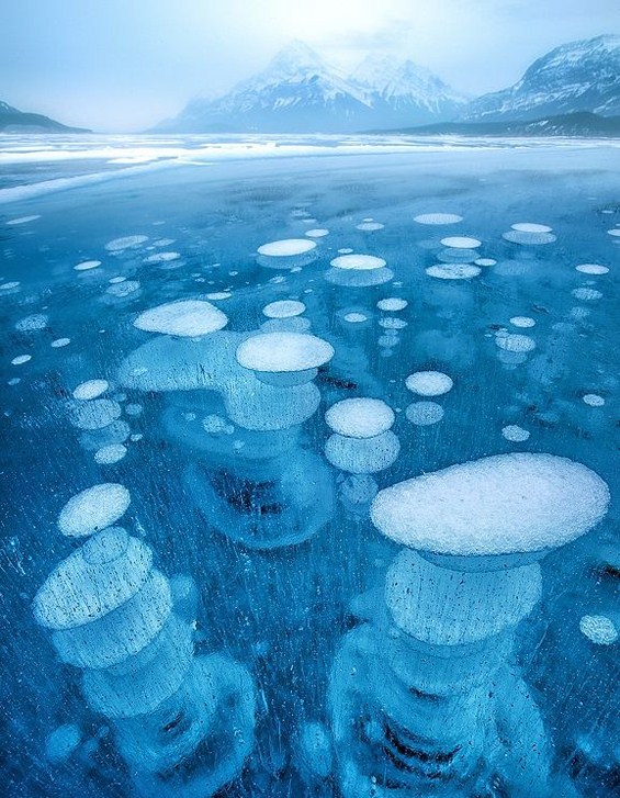 Неверојатен феномен: замрзнати меури во езеро