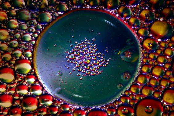 Колоритна уметност од капки масло погледнати под микроскоп