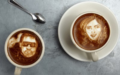 Портрети на познатите насликани во шолја кафе