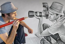 Артист кој спојува цртежи и фотографии во едно