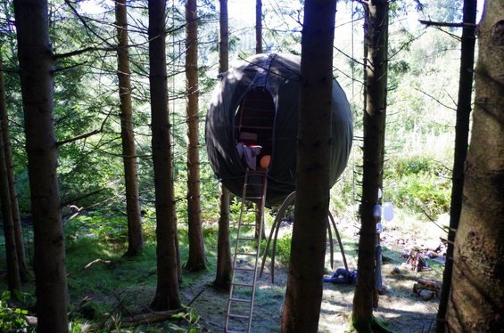 Кампувајте во шатор поставен високо во дрвјата
