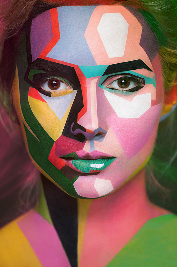 Фотопортрети од лица моќно трансформирани со боја и шминка