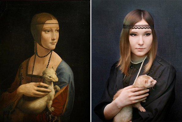 „Дамата со хермалин“, Леонардо да Винчи - преработено од Сара Херцман