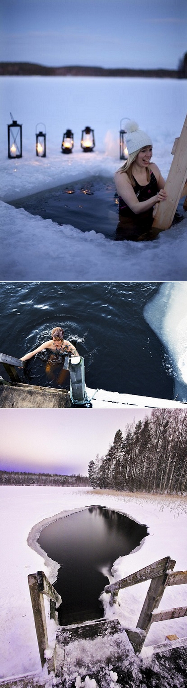 Зимско пливање во ледени дупки во Финска