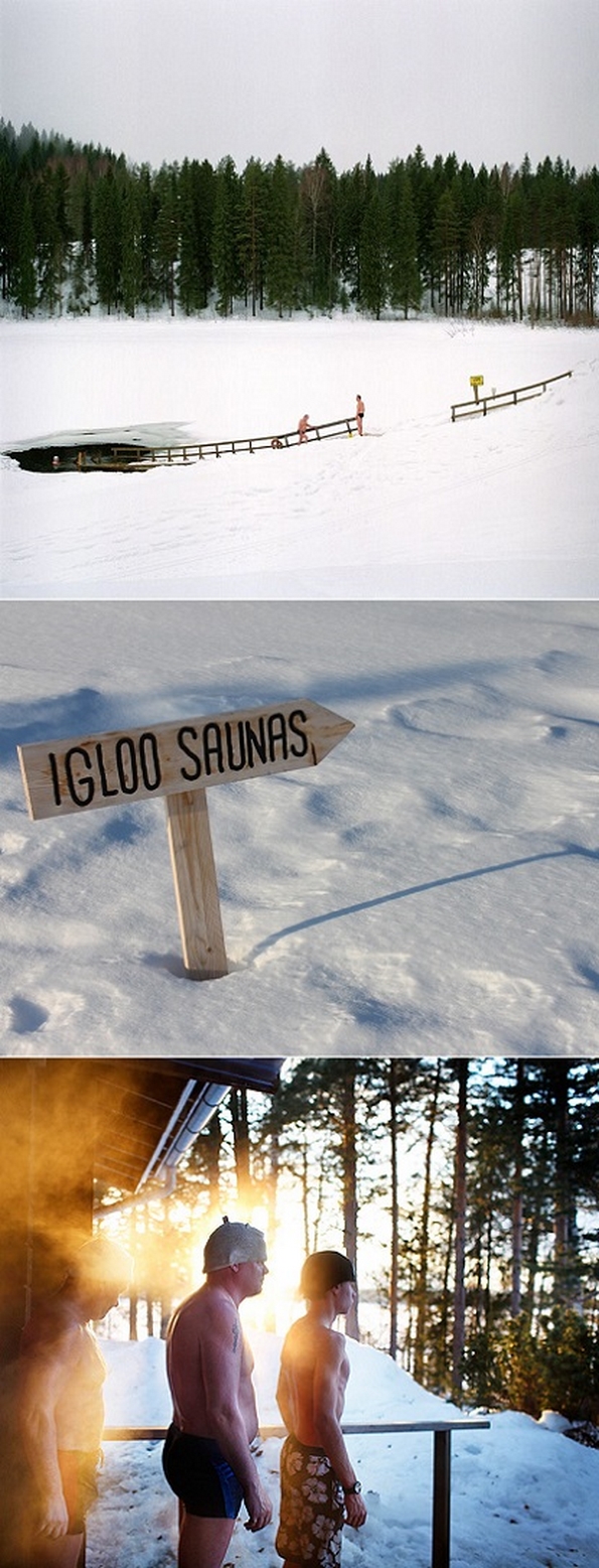Зимско пливање во ледени дупки во Финска