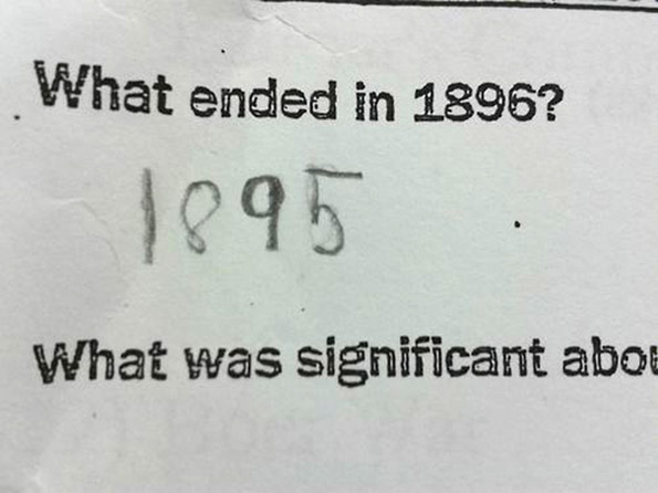 Прашање: Што завршило во 1896? Одговор: 1895.