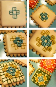 Празнична торта декорирана со копчиња, игли, конци и ножички