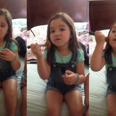 Слатката четиригодишна Миа ќе ви објасни како да се шминкате