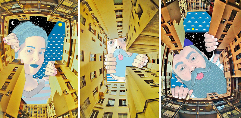 Артист го користи небото како платно за неговите брилијантни цртежи