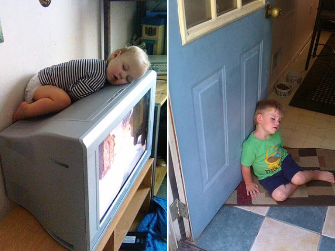 (2) Овие фотографии се доказ дека децата можат да заспијат во секое време и на секое место