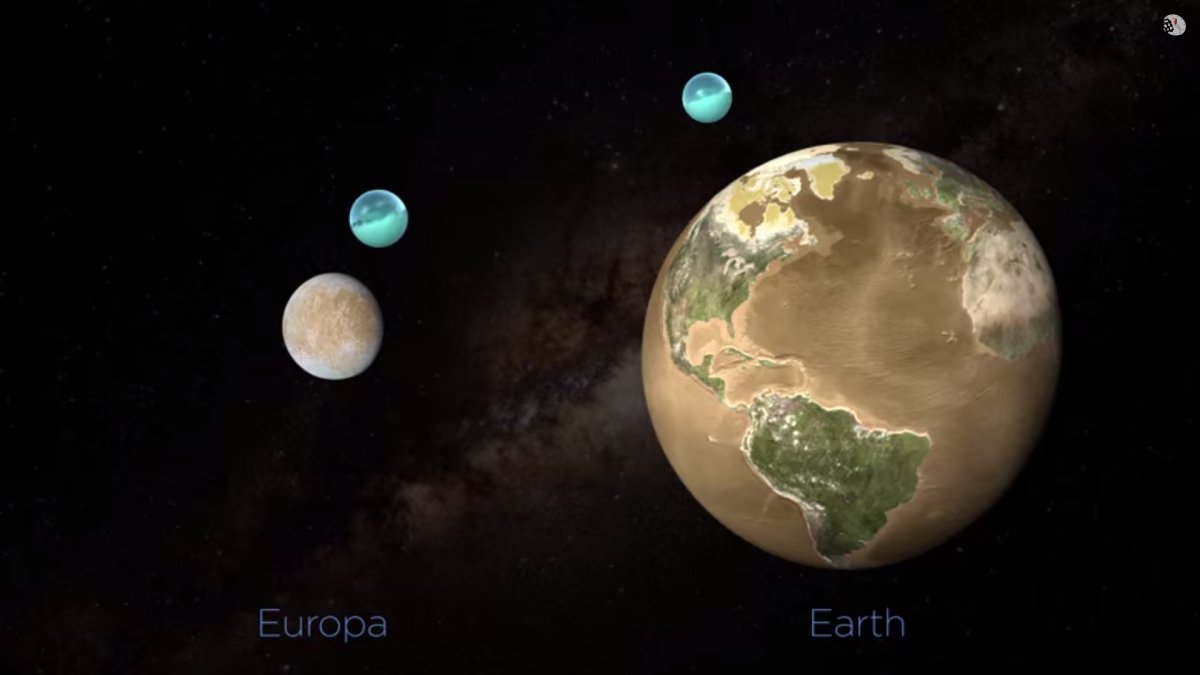 Месечината на Јупитер, Европа, е 4 пати помала од Земјата, а има повеќе вода од сите океани на Земјата заедно.