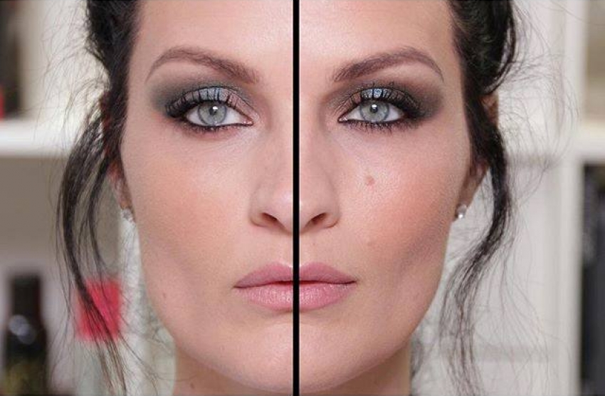 Дали можете да погодите која половина на лицето е нашминкана со евтина, а која со скапа шминка?