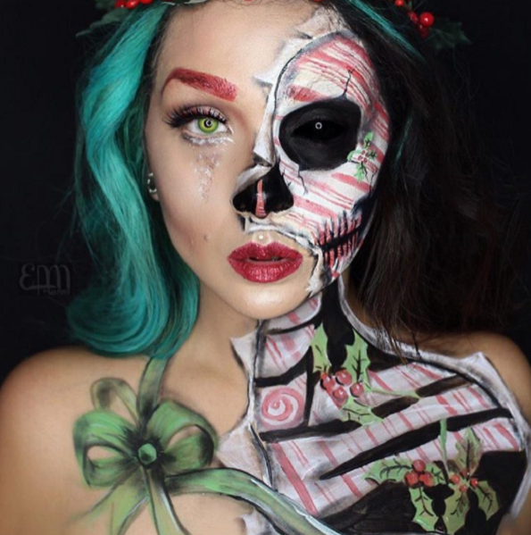 Застрашувачки изгледи: 18 крвави божиќни шминки кои изгледаат многу реално