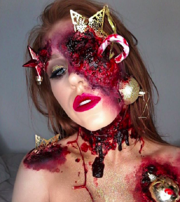 Застрашувачки изгледи: 18 крвави божиќни шминки кои изгледаат многу реално