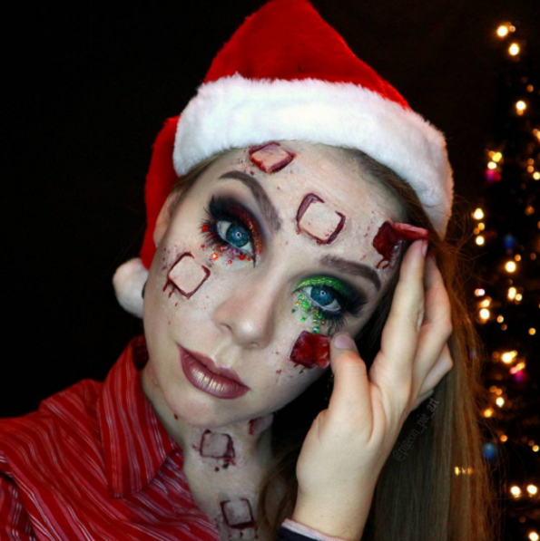 Застрашувачки изгледи: 18 крвави божиќни шминки кои изгледаат многу реално