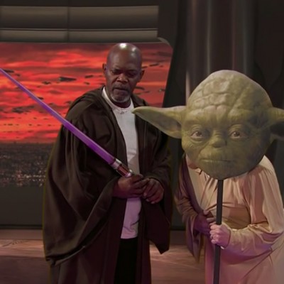 Семјуел Л. Џексон ги одигрува легендарните сцени од неговата филмска кариера заедно со Џејмс Корден