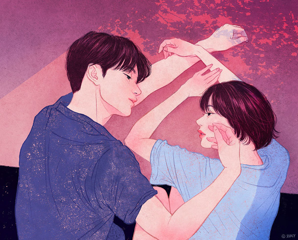 Корејски илустратор на реалистичен начин ја доловува нежноста и интимноста помеѓу вљубените