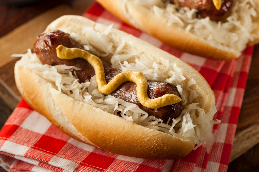 Homemade Bratwurst with Sauerkraut