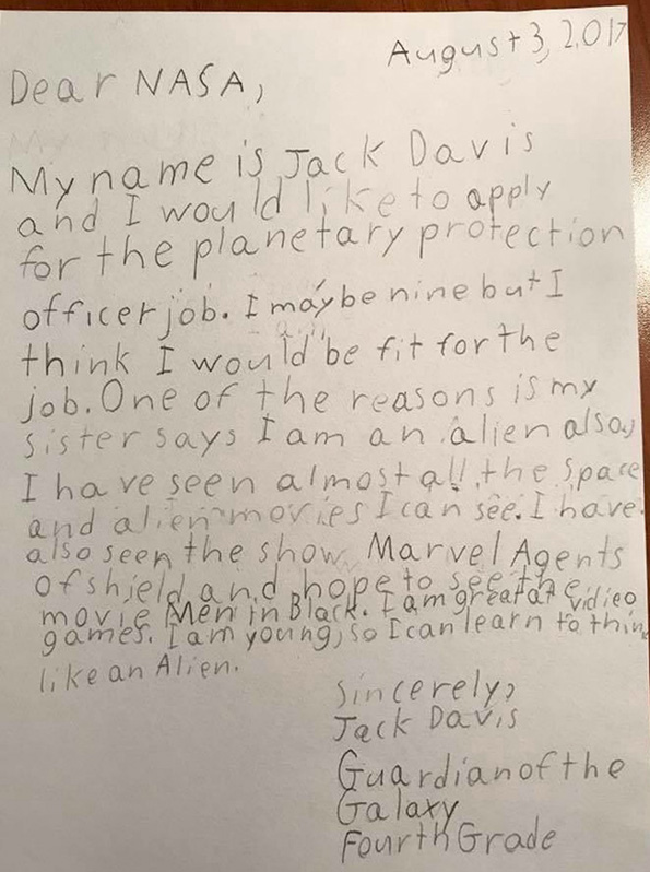 9-годишно дете аплицирало за работа во НАСА и добило генијален одговор