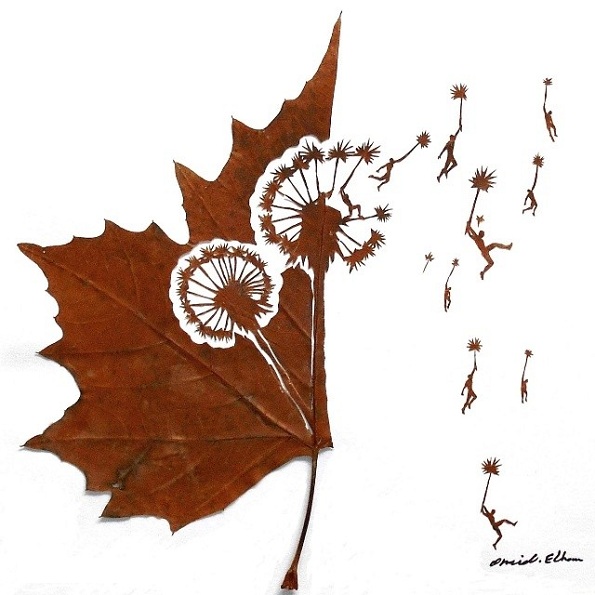 Необична уметност: Суви лисја претворени во деликатни уметнички дела!