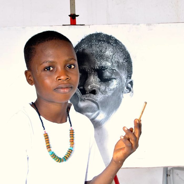 11-годишно момче од Нигерија создава неверојатни хиперреалистични цртежи