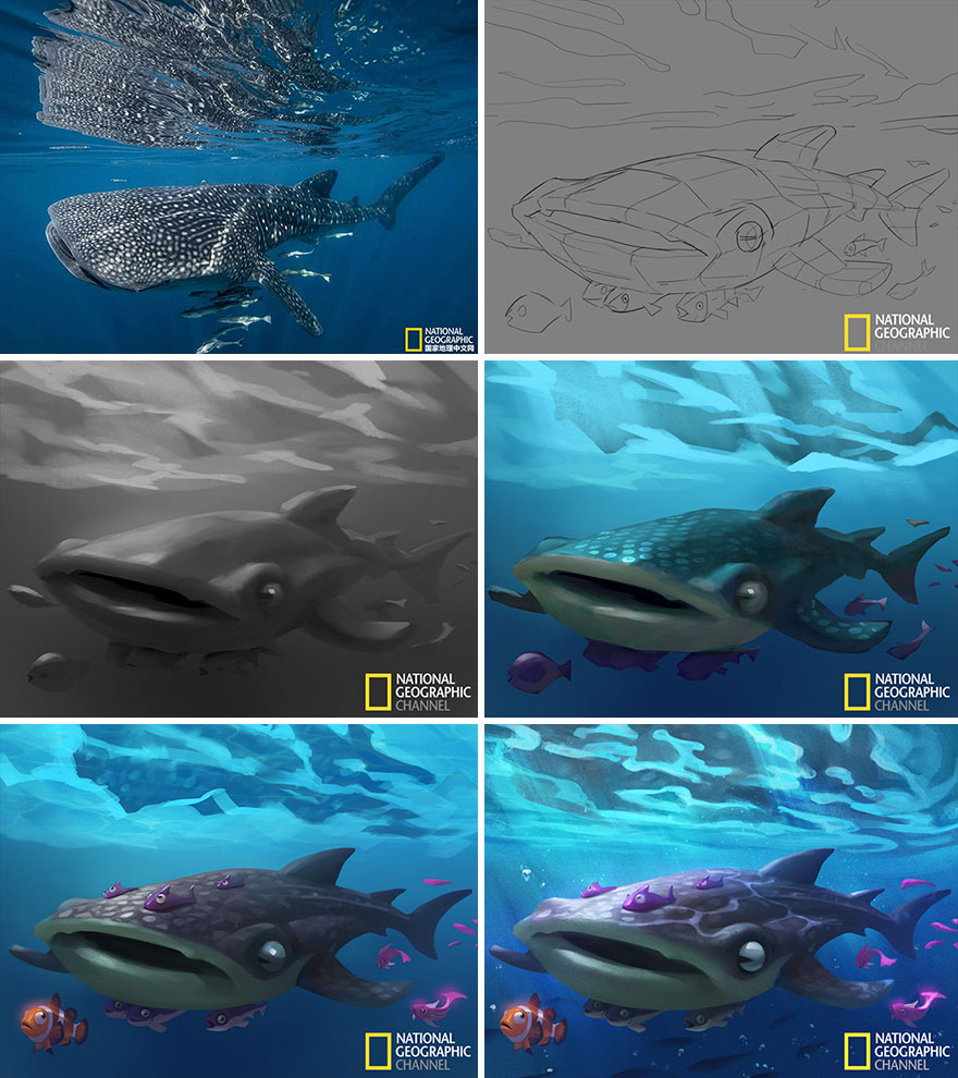 Уметник ги претвора фотографиите од National Geographic во слатки илустрации