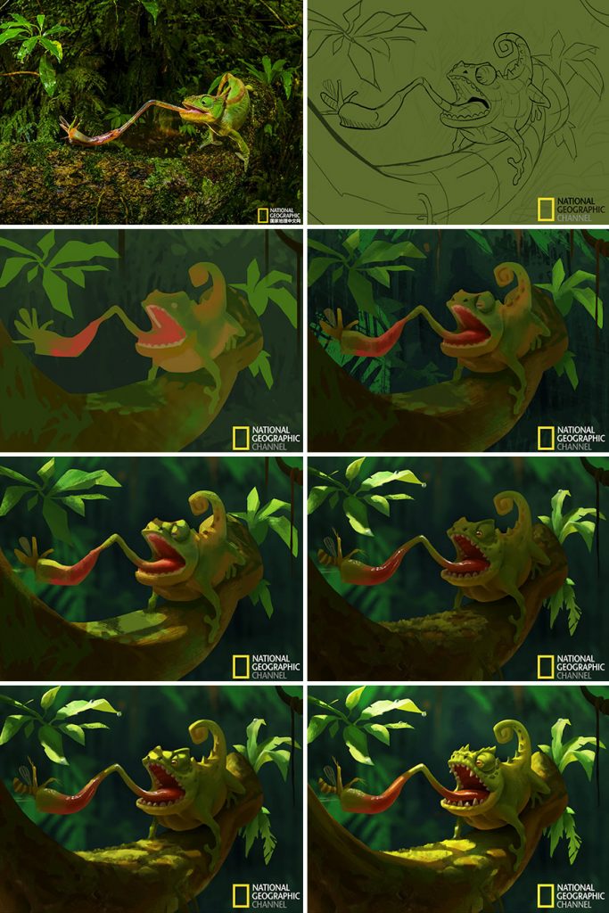 Уметник ги претвора фотографиите од National Geographic во слатки илустрации