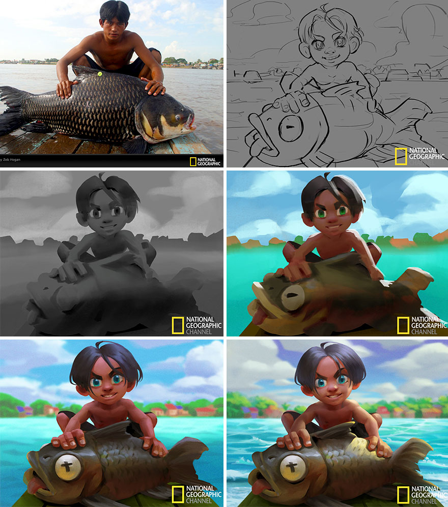 Уметник ги претвора фотографиите од National Geographic во слатки илустрации