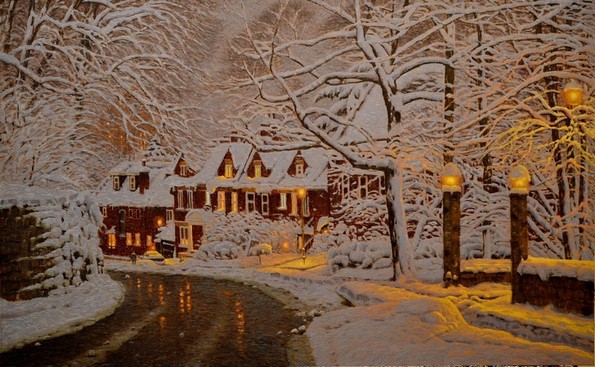 Уметник од канада создава слики со топла зимска атмосфера