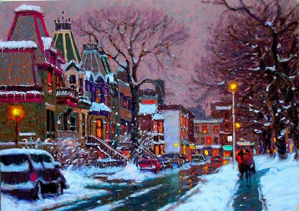 Уметник од канада создава слики со топла зимска атмосфера