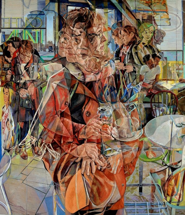 Маслени слики со повеќе слоеви го визуелизираат движењето во зафатените градови