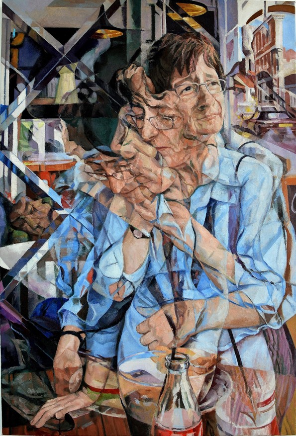 Маслени слики со повеќе слоеви го визуелизираат движењето во зафатените градови