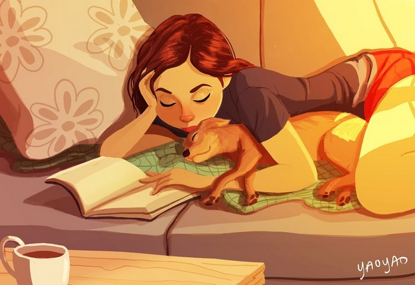 Слатки илустрации што прикажуваат како изгледа животот со куче