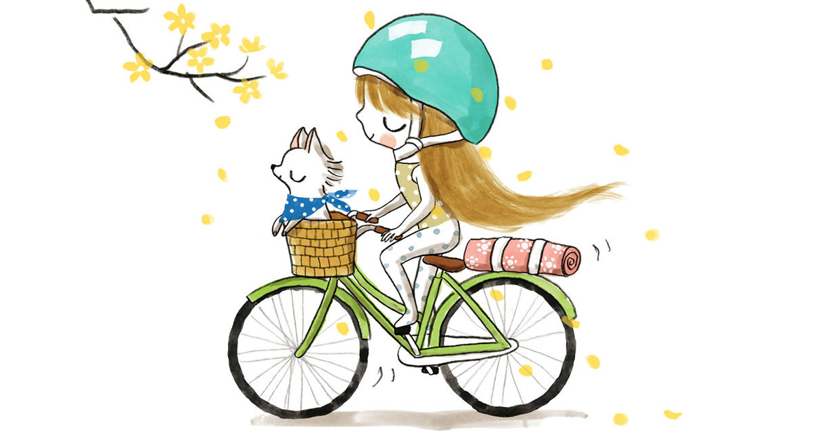 Илустрации со девојче што вежба јога кои испраќаат позитивни пораки за љубовта кон себе