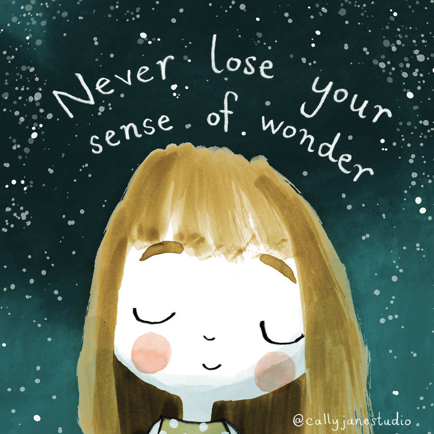 Илустрации со девојче што вежба јога кои испраќаат позитивни пораки за љубовта кон себе