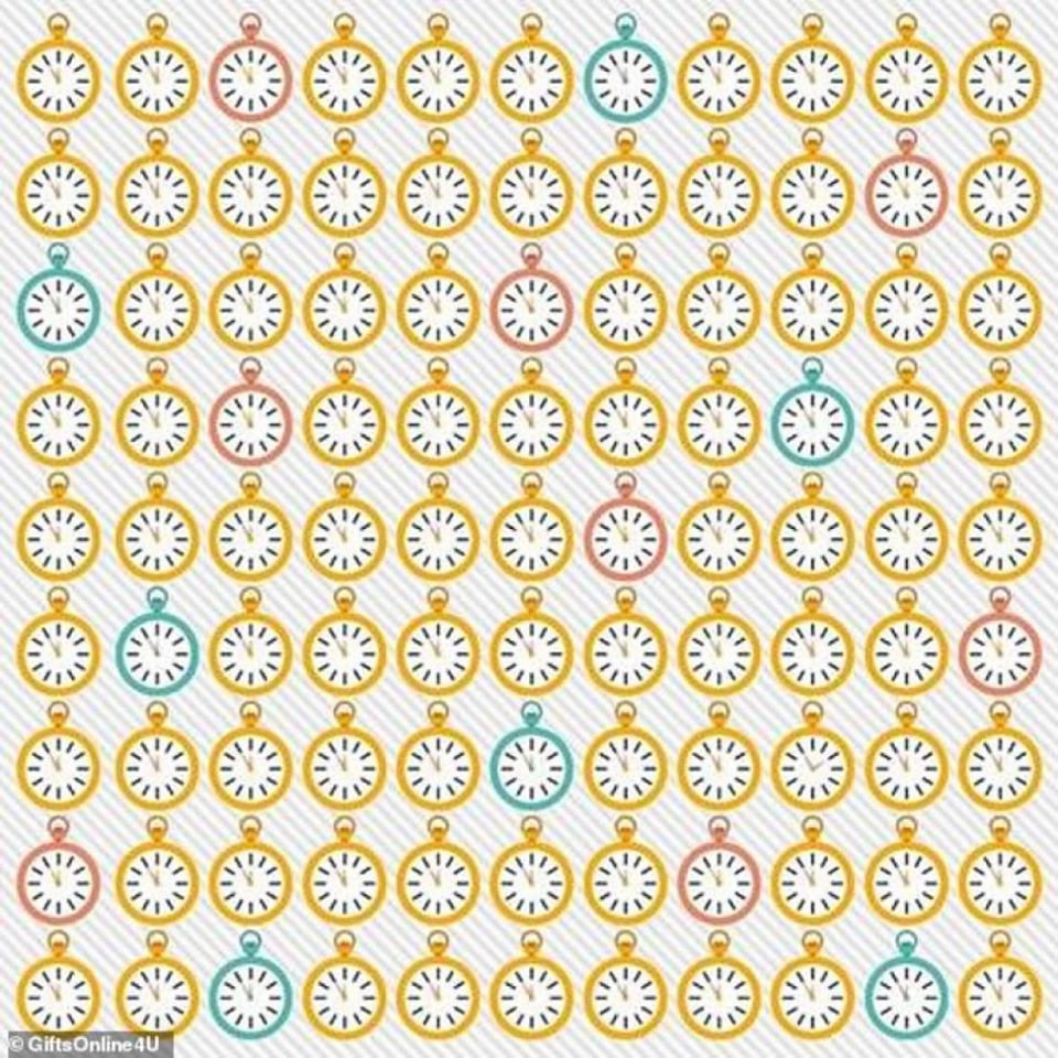 Загатка: Колку време ви е потребно за да го пронајдете часовникот што покажува различно време? 