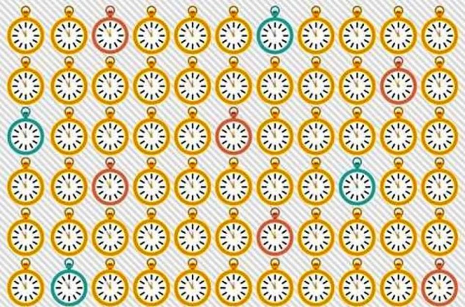 Загатка: Колку време ви е потребно за да го пронајдете часовникот што покажува различно време?