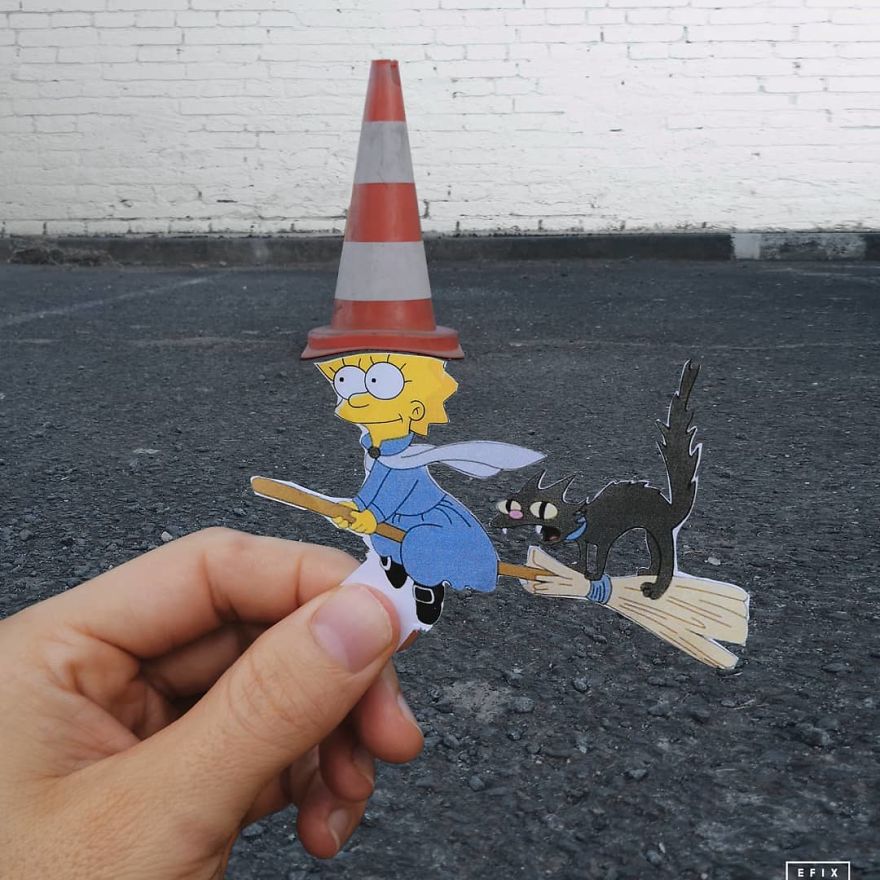 Уметник им додава ликови од цртаните филмови на сивите градови