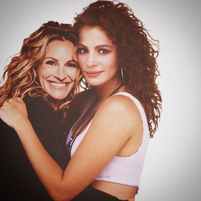 Графички дизајнер ги фотошопира славните личности како се дружат со своите помлади верзии