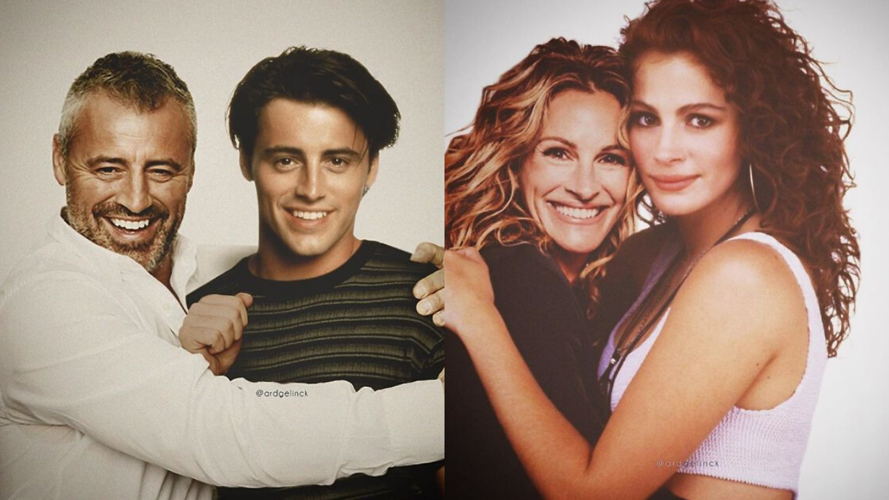 Графички дизајнер ги фотошопира славните личности како се дружат со своите помлади верзии