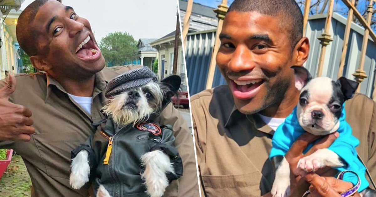 Еден возач на превоз за животни се фотографира со секое куче што ќе го сретне додека е на пат